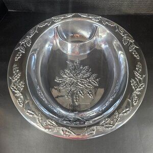 New Lenox Winter Theme Large Chip Dip Bowl Holly Berry Pattern Aluminum 14"